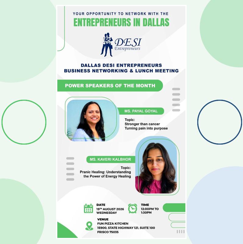 Dallas Desi Entrepreneurs Networking & Lunch Meeting
