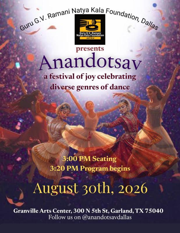 Anandotsav 2026 – Festival of Joy by G V Ramani Natya Kala Foundation - Dallas, TX