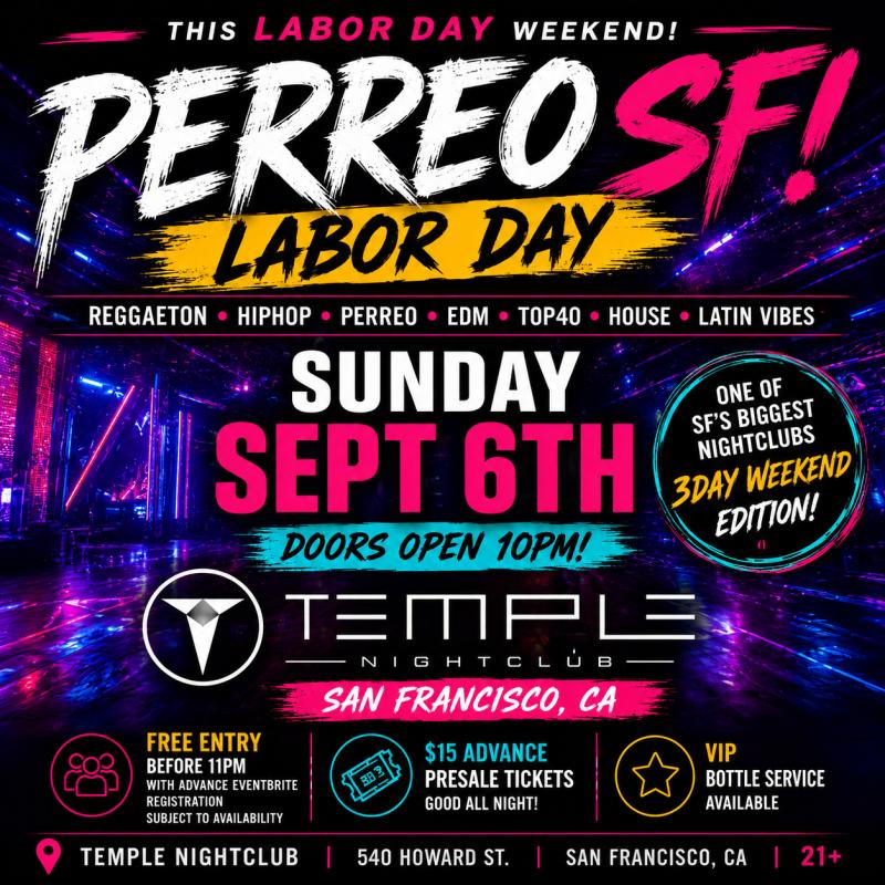Perreo SF Labor Day Weekend 2026 in San Francisco, CA