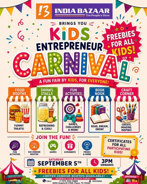 India Bazaar Kids Entrepreneur Carnival – Freebies for All Kids