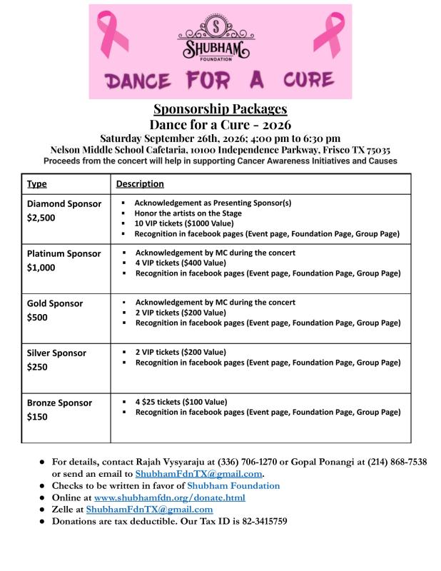 Dance for a Cure 2026 Sponsorship Opportunities - Frisco