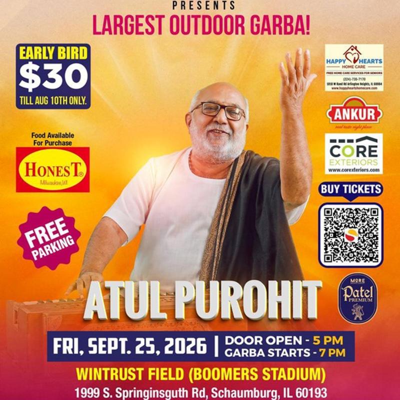 Atul Purohit Largest Outdoor Garba in Schaumburg 2026