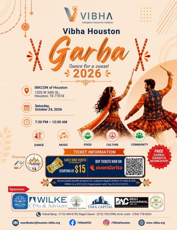 Vibha Houston Garba 2026: Dance, Music and Giving