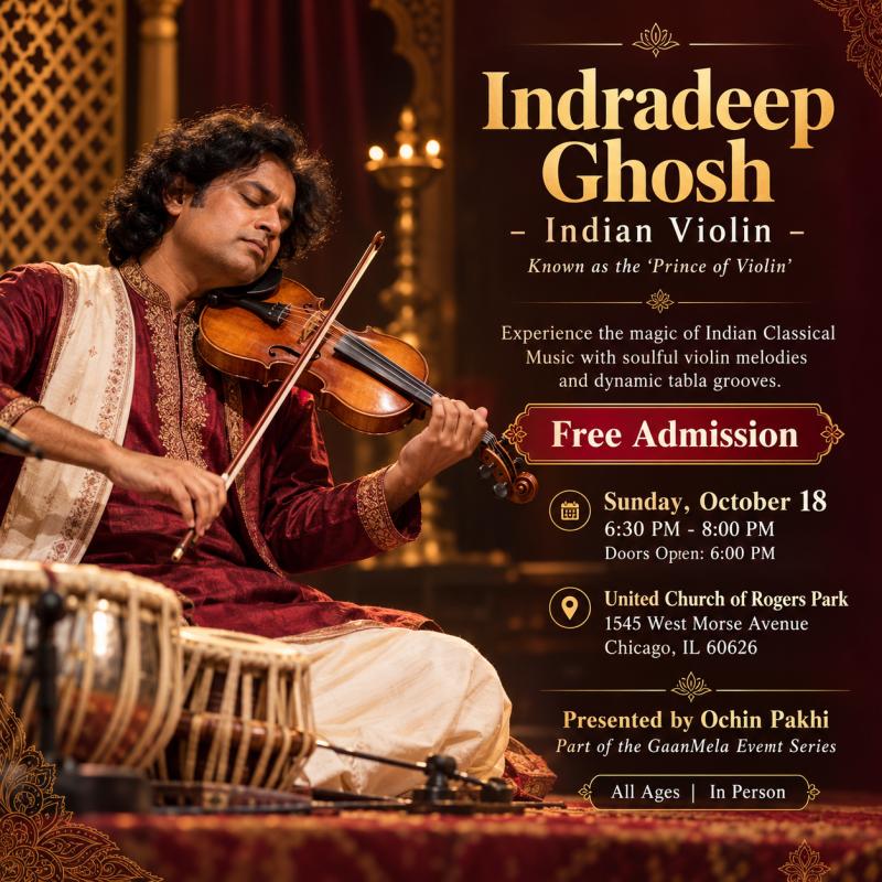 Indradeep Ghosh Indian Violin Concert in Chicago