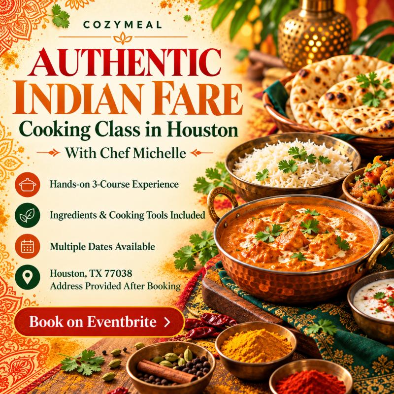 Cozymeal  Authentic Indian Fare Cooking Class in Houston