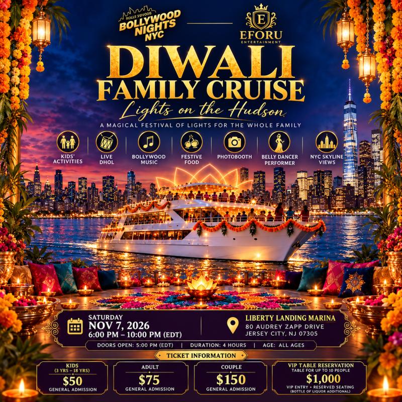 Bollywood Diwali Family Cruise Party in Jersey City, NJ