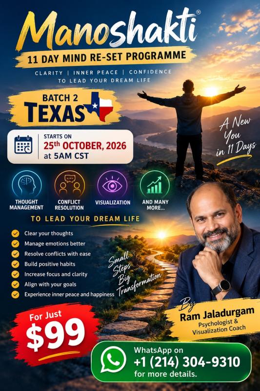 Manoshakti 11-Day Mind Re-Set Programme Texas 2026