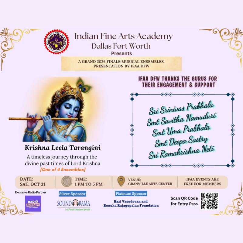Indian Fine Arts Academy Dallas Presents Krishna Leela Tarangini