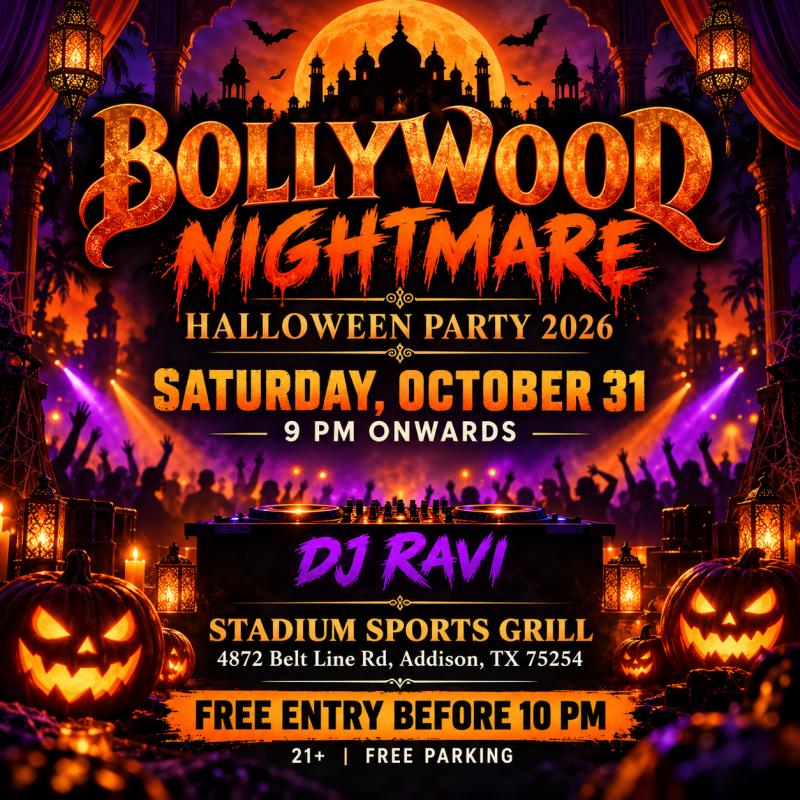Bollywood Nightmare Halloween Party 2026 in Addison Dallas