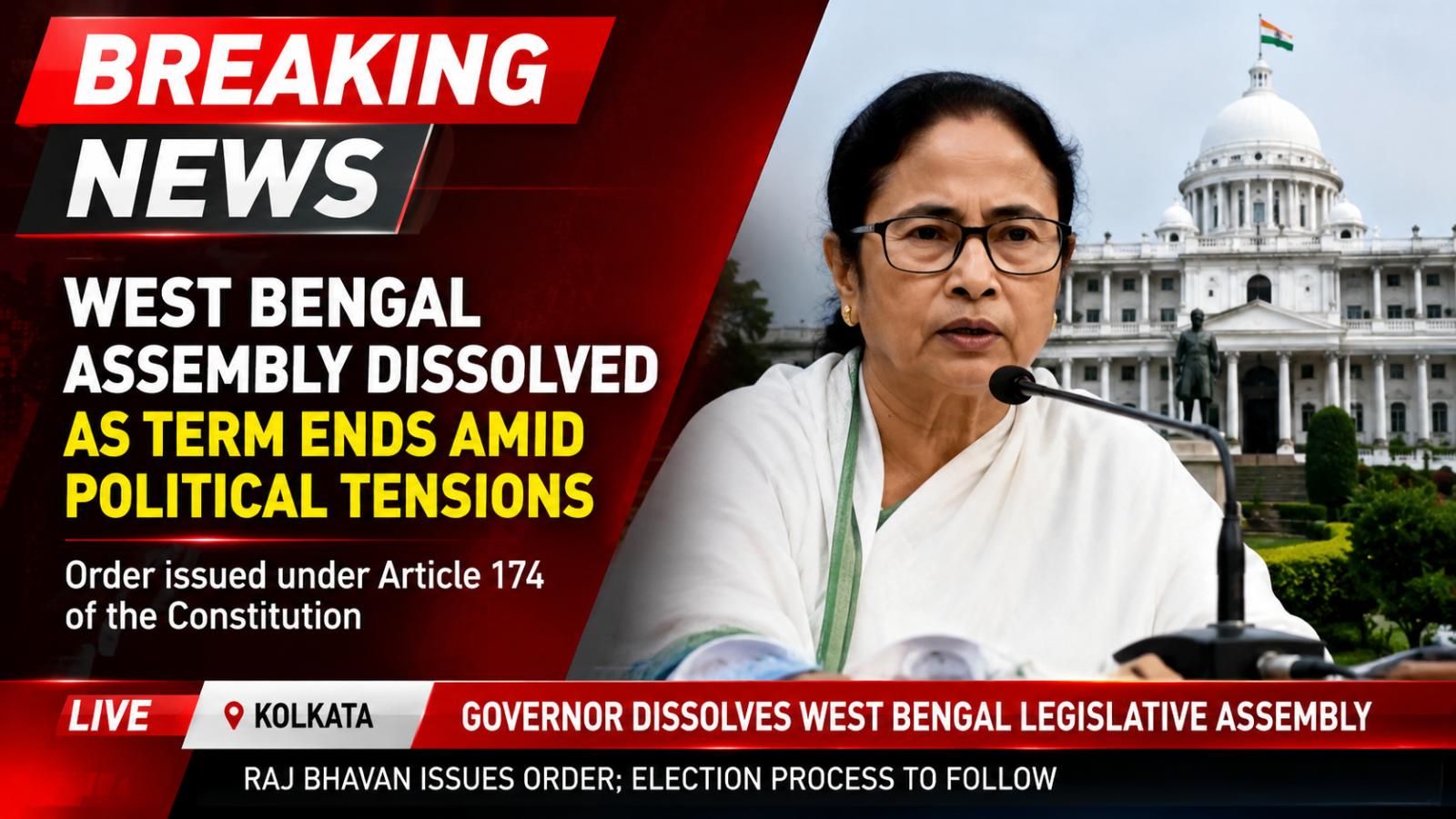 West Bengal Assembly Dissolved as Term Ends Amid Political Tensions