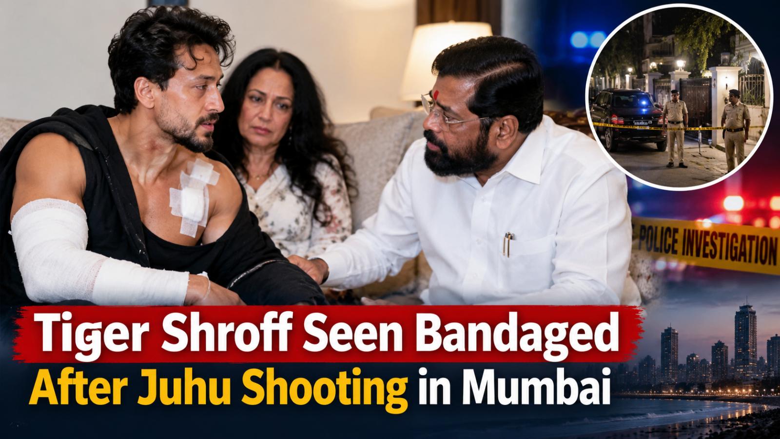 Tiger Shroff seen bandaged after Juhu shooting in Mumbai