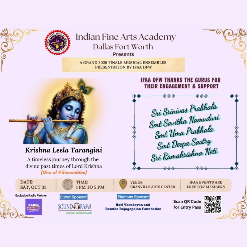 Indian Fine Arts Academy Dallas Presents Krishna Leela Tarangini