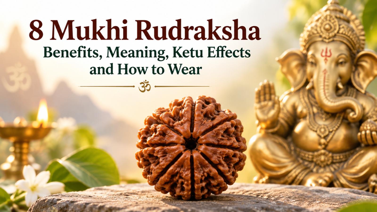 8 Mukhi Rudraksha Benefits, Meaning, Ketu Effects and How to Wear