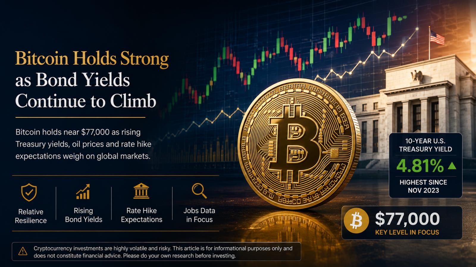 Bitcoin Price Holds Near $77,000 as Bond Yields Climb