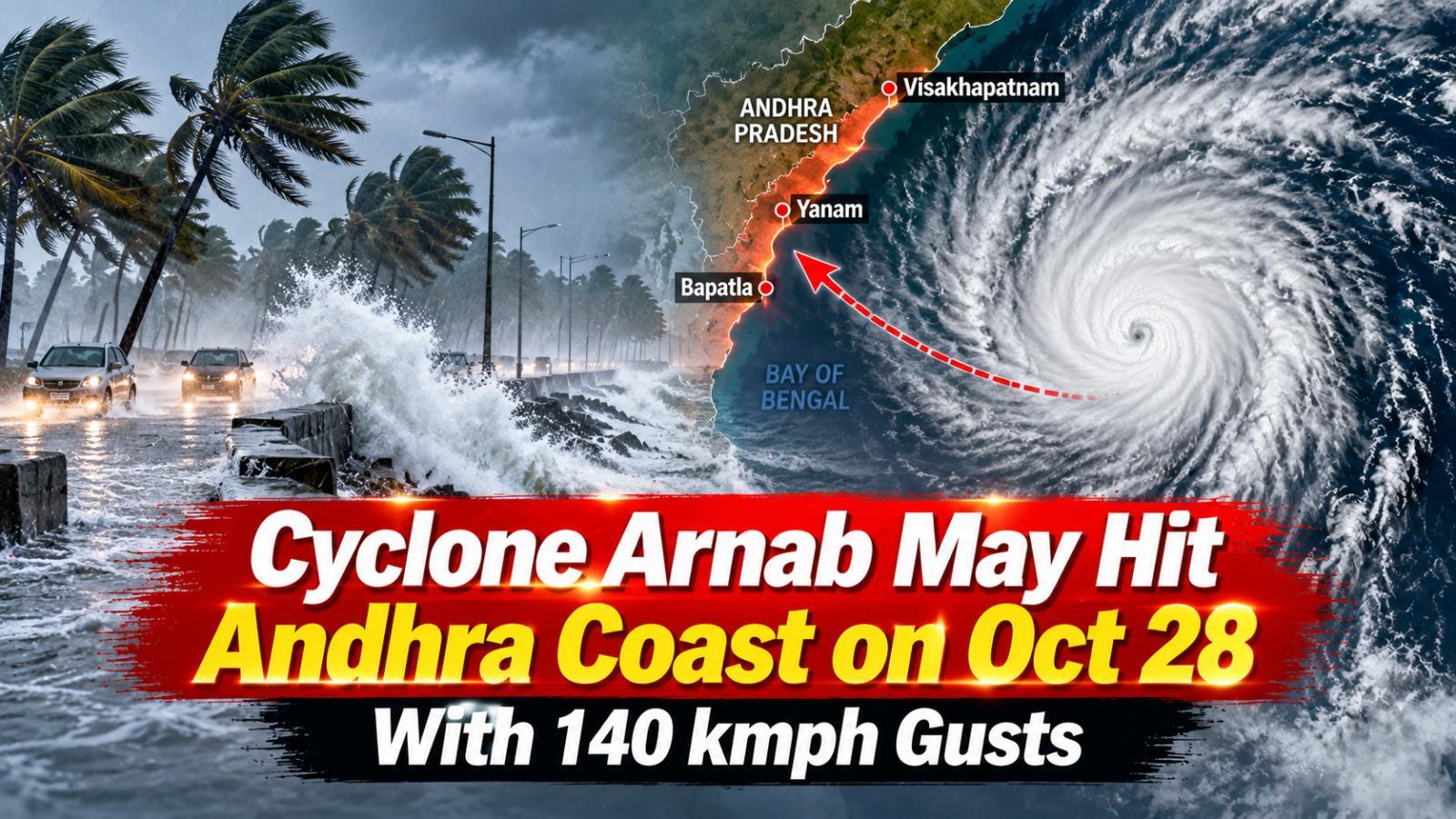Cyclone Arnab may hit Andhra coast on Oct 28 with 140 kmph gusts