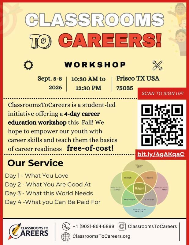 Free ClassroomsToCareers Workshop in Frisco