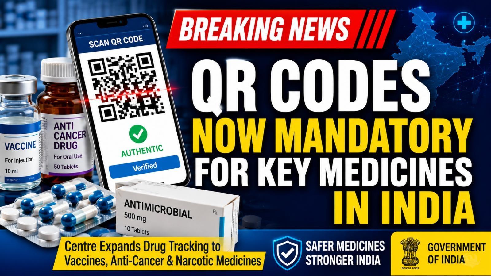 India Expands QR Code Rule for Vaccines and Critical Medicines to Fight Fake Drugs