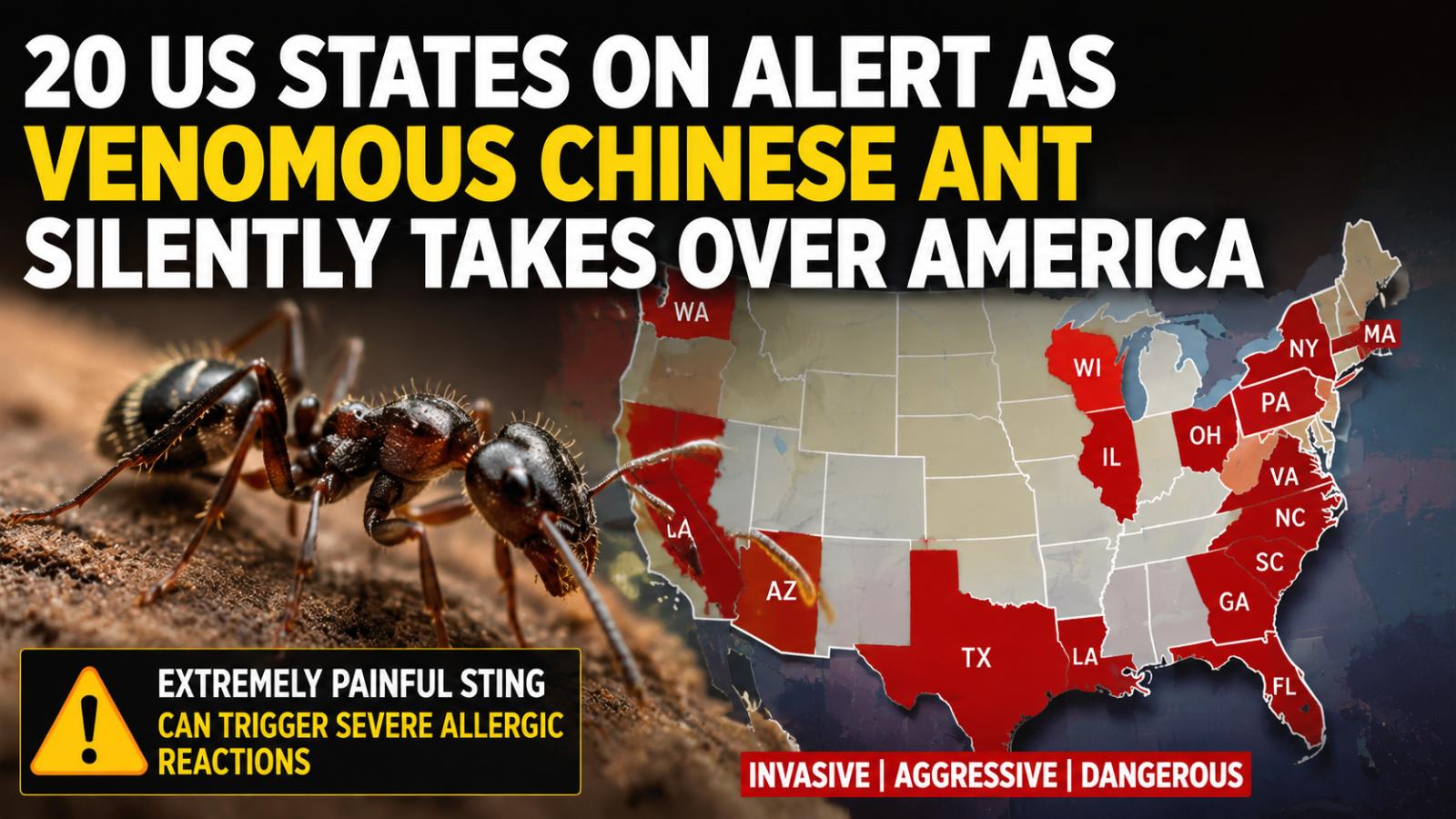 20 US States On Alert As Venomous Chinese Ant Spreads Rapidly Across America