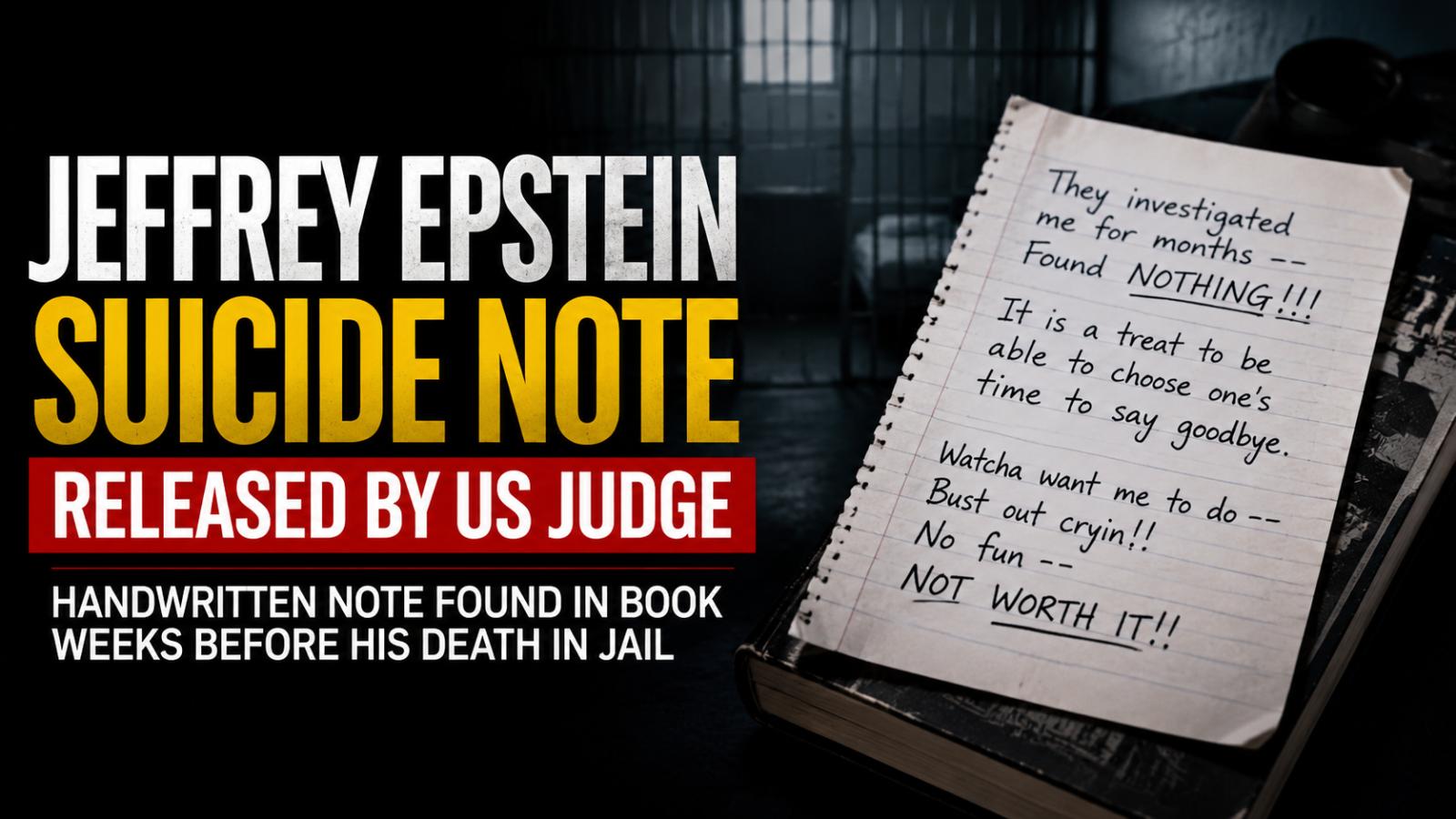 US judge orders release of Jeffrey Epstein's suicide note amid death controversy