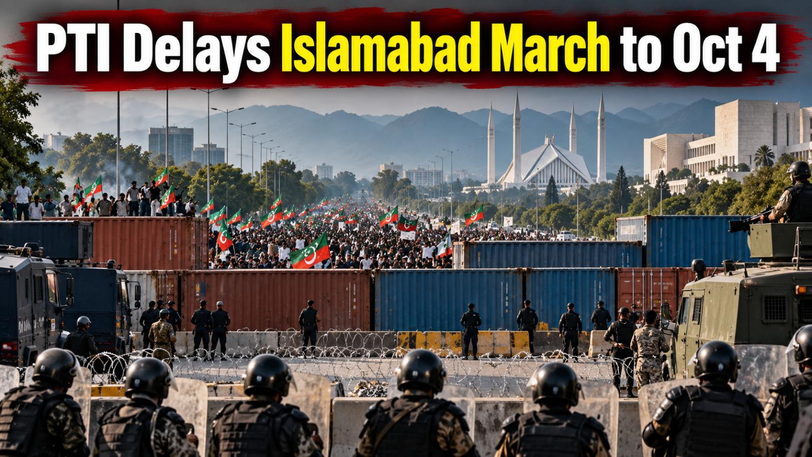 PTI Islamabad Oct 4 March Delayed as Security Tightens
