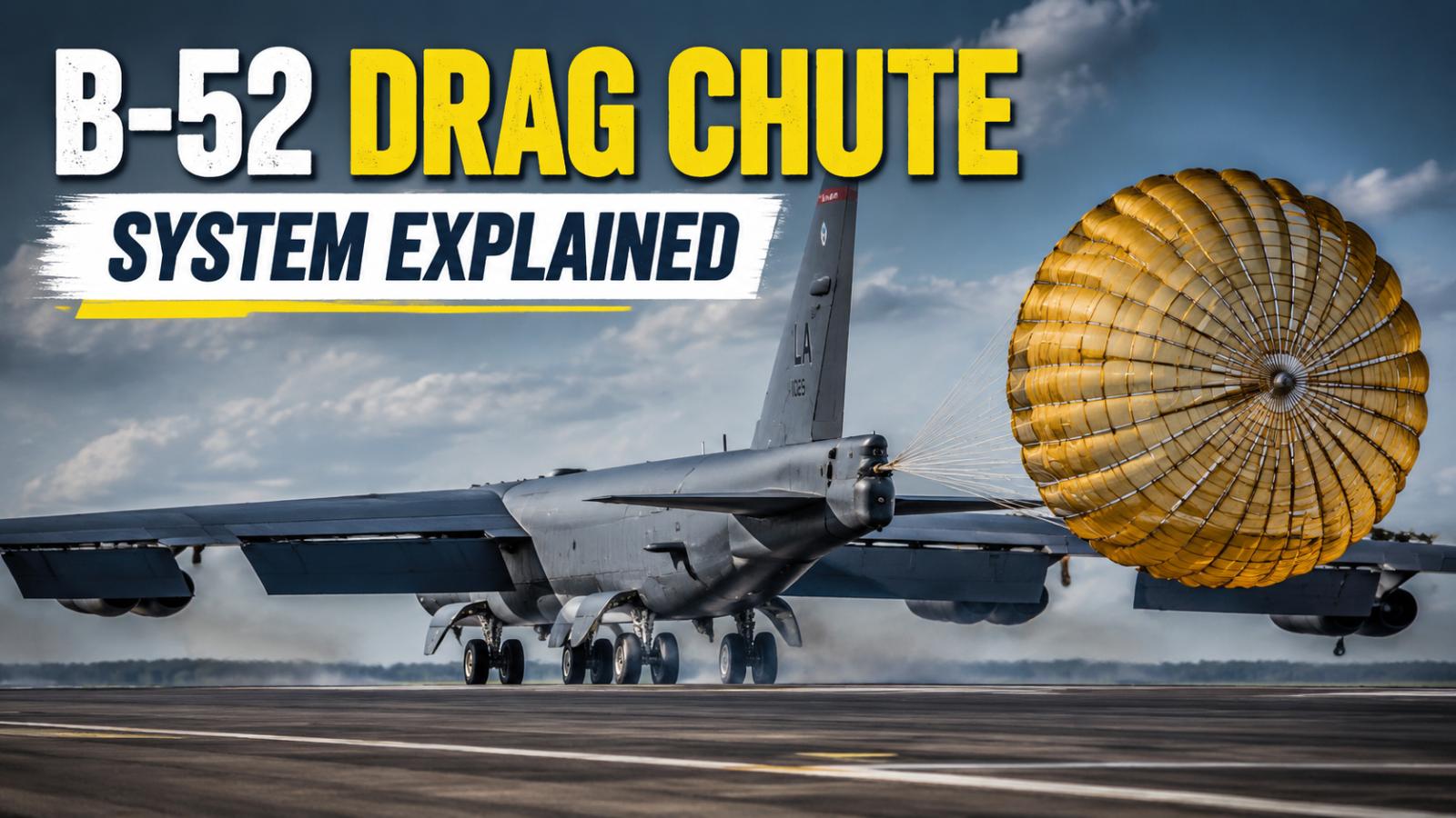 B-52 drag chute system and landing braking explained