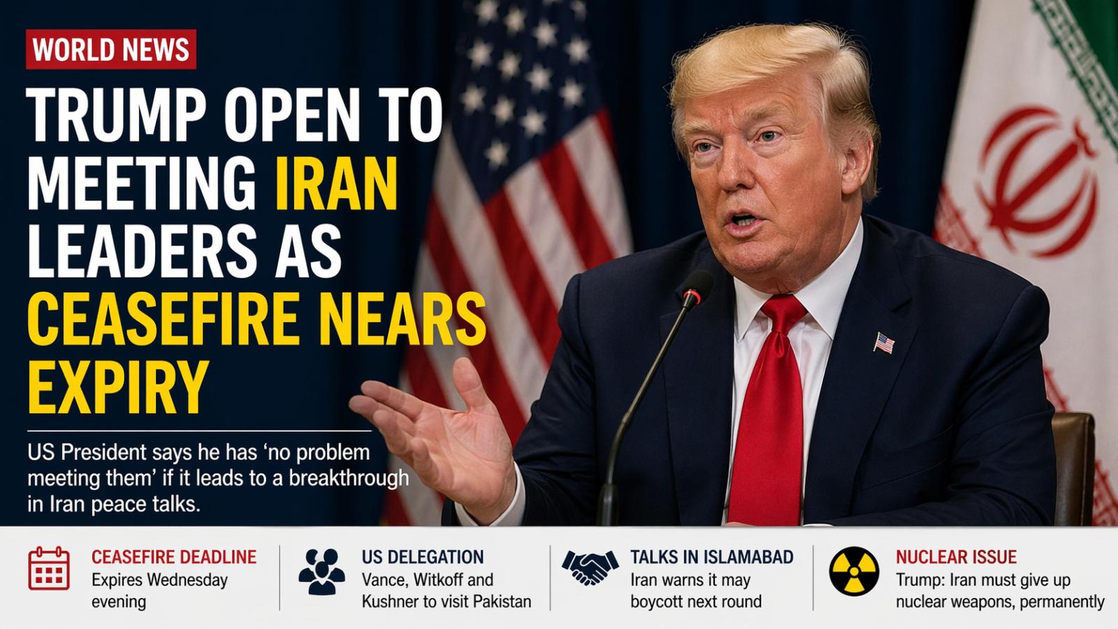 Trump proposes meeting Iran amid stalled peace talks and ceasefire deadline