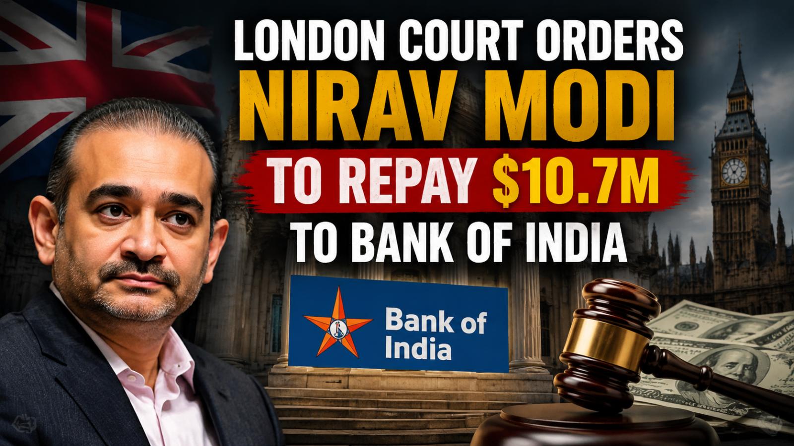 London court orders Nirav Modi to repay Bank of India dues