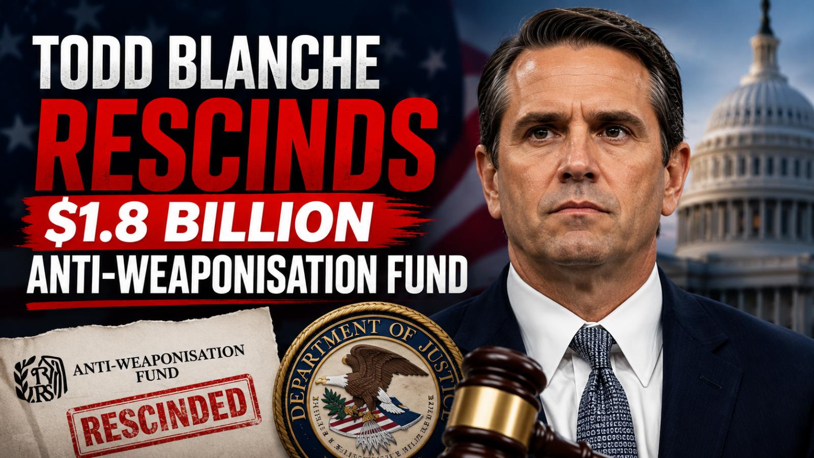 Todd Blanche Rescinds $1.8 Billion Anti-Weaponisation Fund