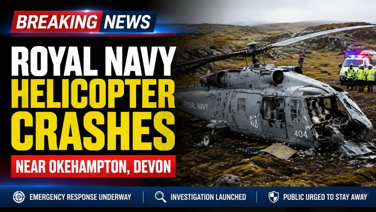 Royal Navy Helicopter Crashes Near Okehampton in Devon: Emergency Teams Respond