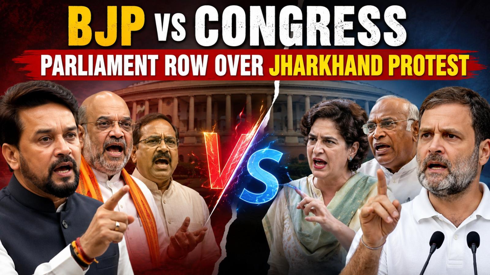 BJP-Congress Parliament Row Intensifies Over Jharkhand Protest