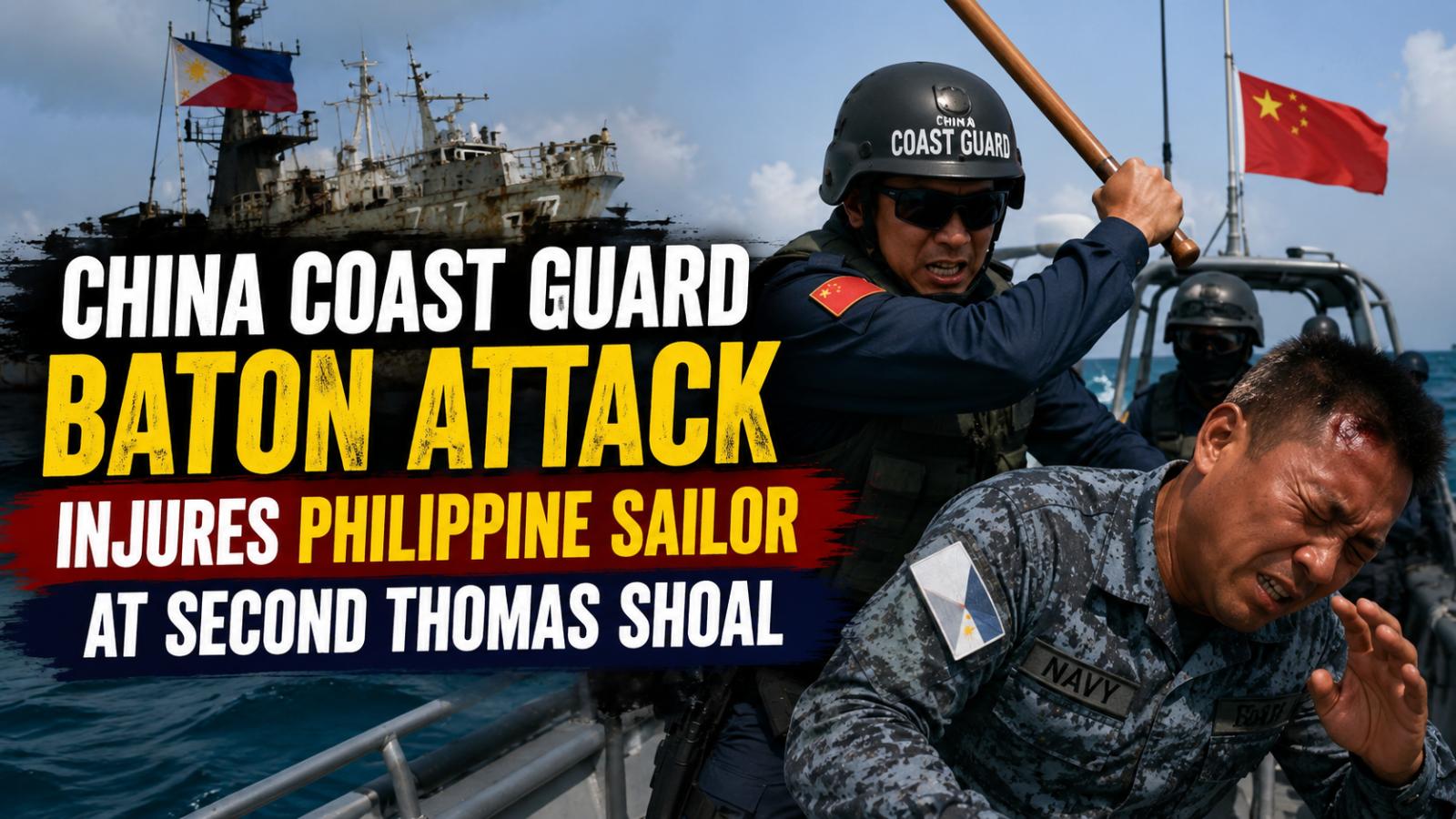 China Coast Guard baton attack injures Philippine sailor at shoal