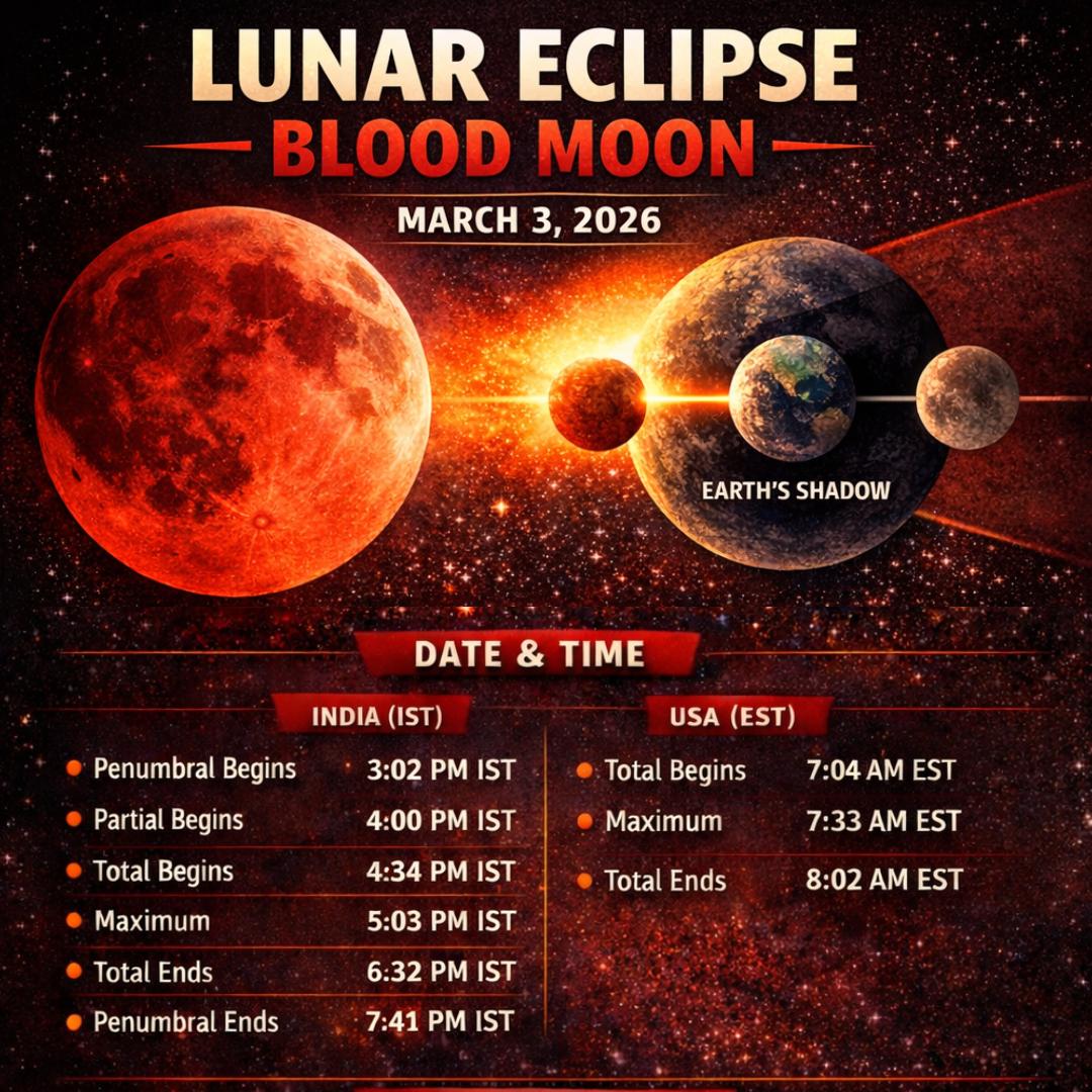 Lunar Blood Moon Eclipse 2026: Date, Time In India, USA & How To Watch