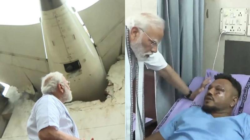 PM Narendra Modi Visits Ahmedabad Plane Crash Site, Meets Sole Survivor