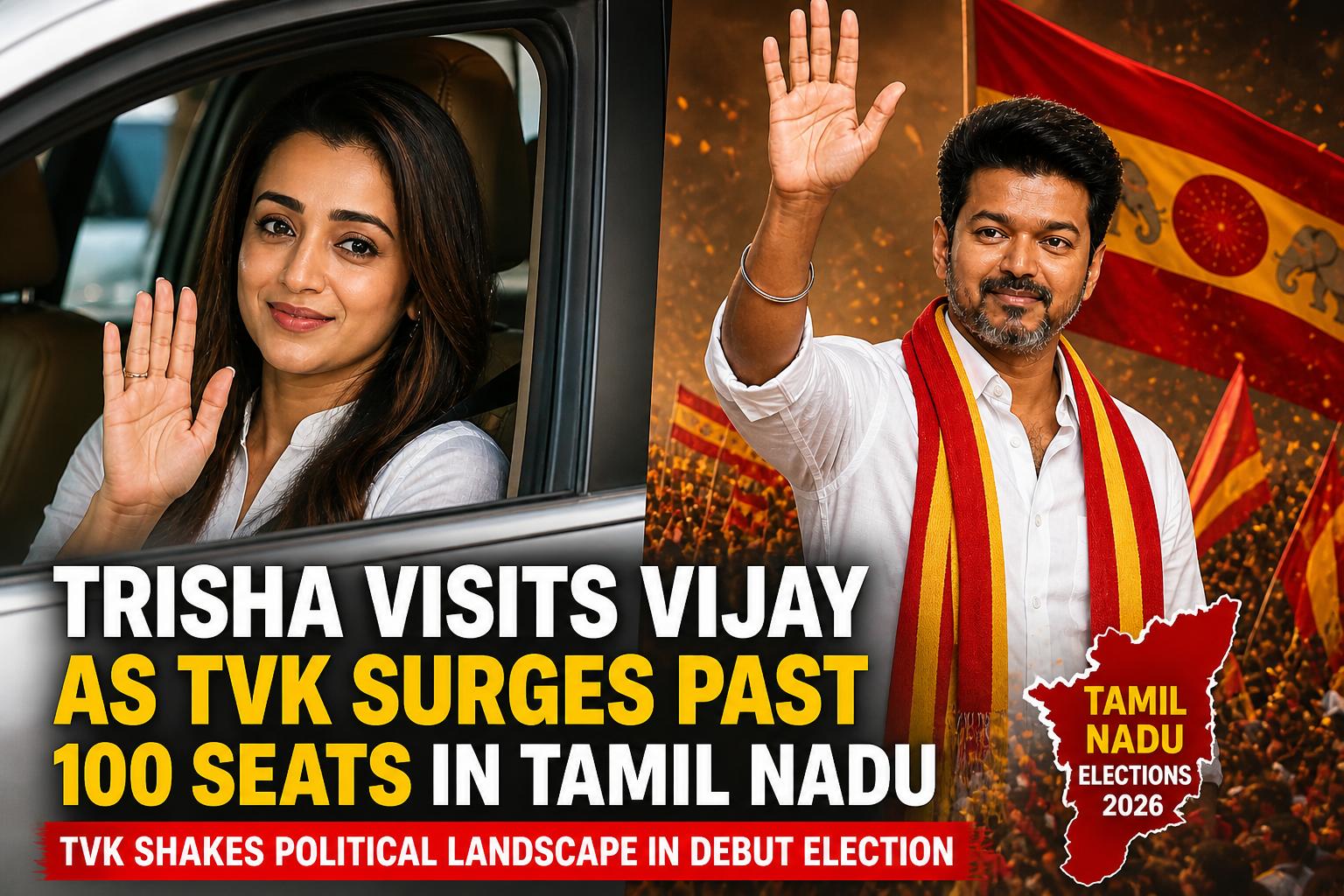 Trisha at Vijay’s Home as TVK Shocks Rivals in Tamil Nadu Elections