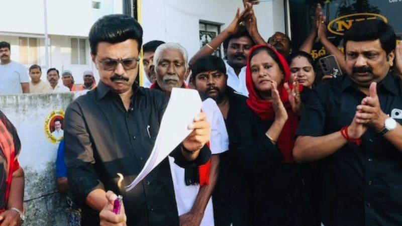 MK Stalin Burns Delimitation Bill, Launches Statewide Protest Against Centre’s Proposal