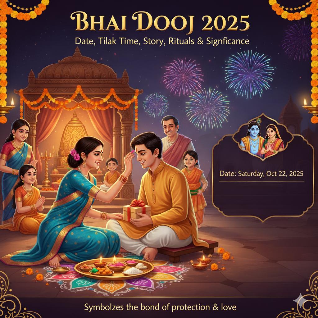 Bhai Dooj 2025 Date, Tilak Time, Story, Rituals, and Significance Explained