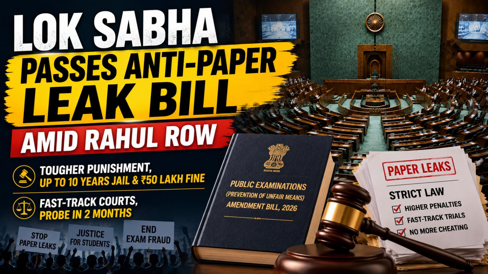 Lok Sabha Passes Anti-Paper Leak Bill Amid Rahul Row