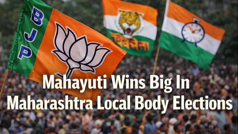 Mahayuti Sweeps Maharashtra Polls BJP Leads With 117 Wins In Local Body Elections