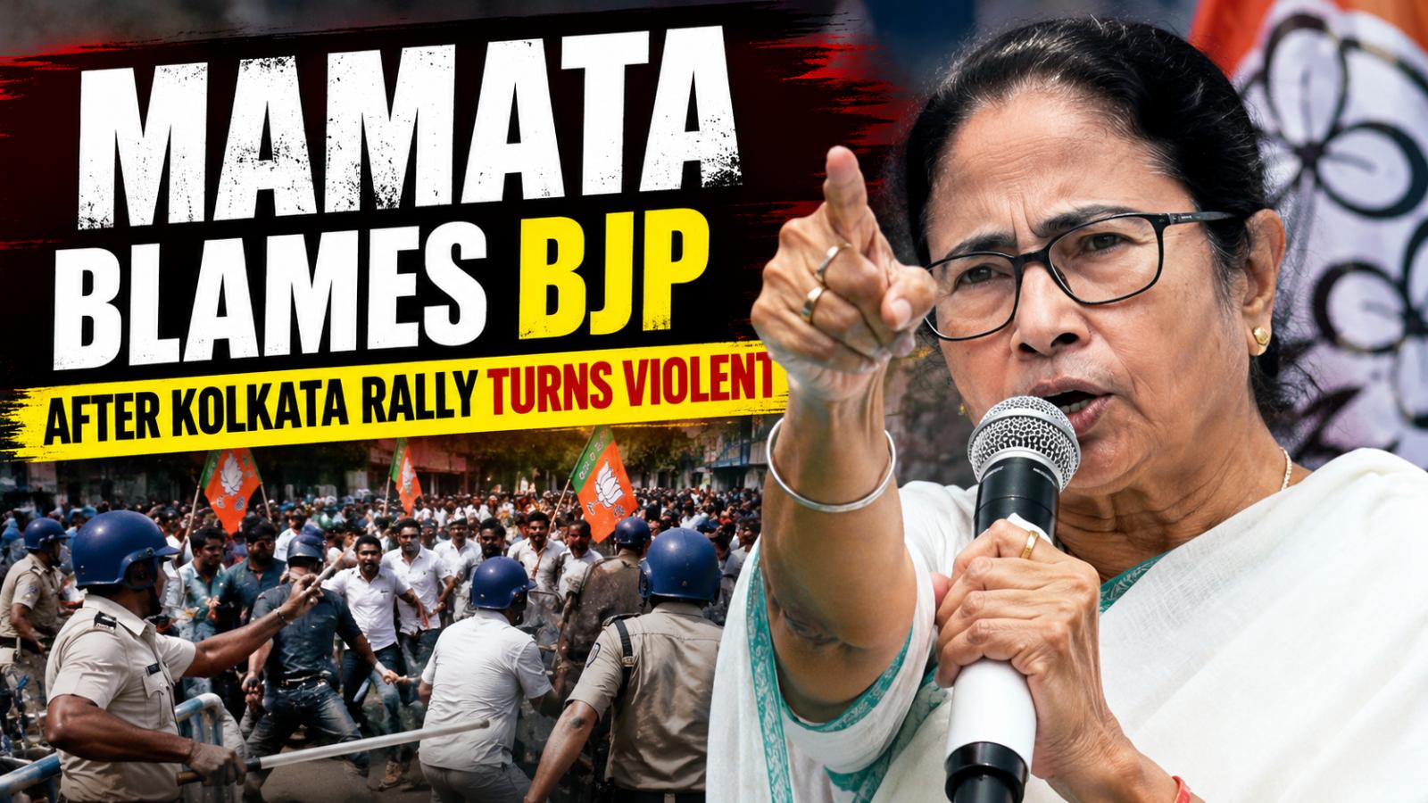 Mamata blames BJP, police after Kolkata rally turns violent