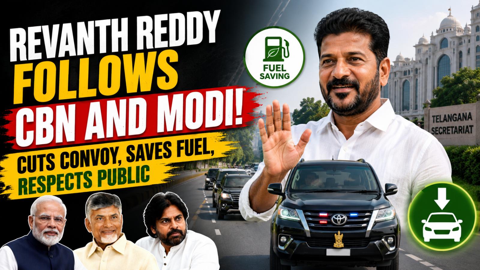 Revanth Reddy Cuts Convoy After PM Modi’s Fuel-Saving Call