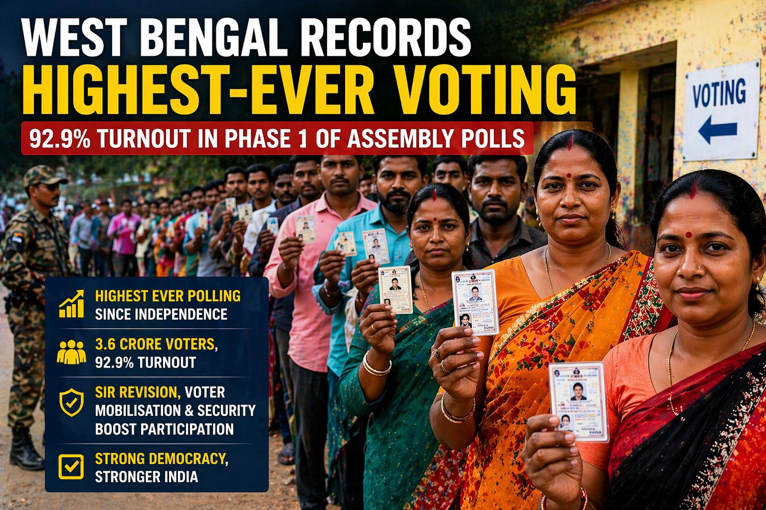 West Bengal Records 92.9% Voting: What Historic Turnout Reveals In 2026 Polls