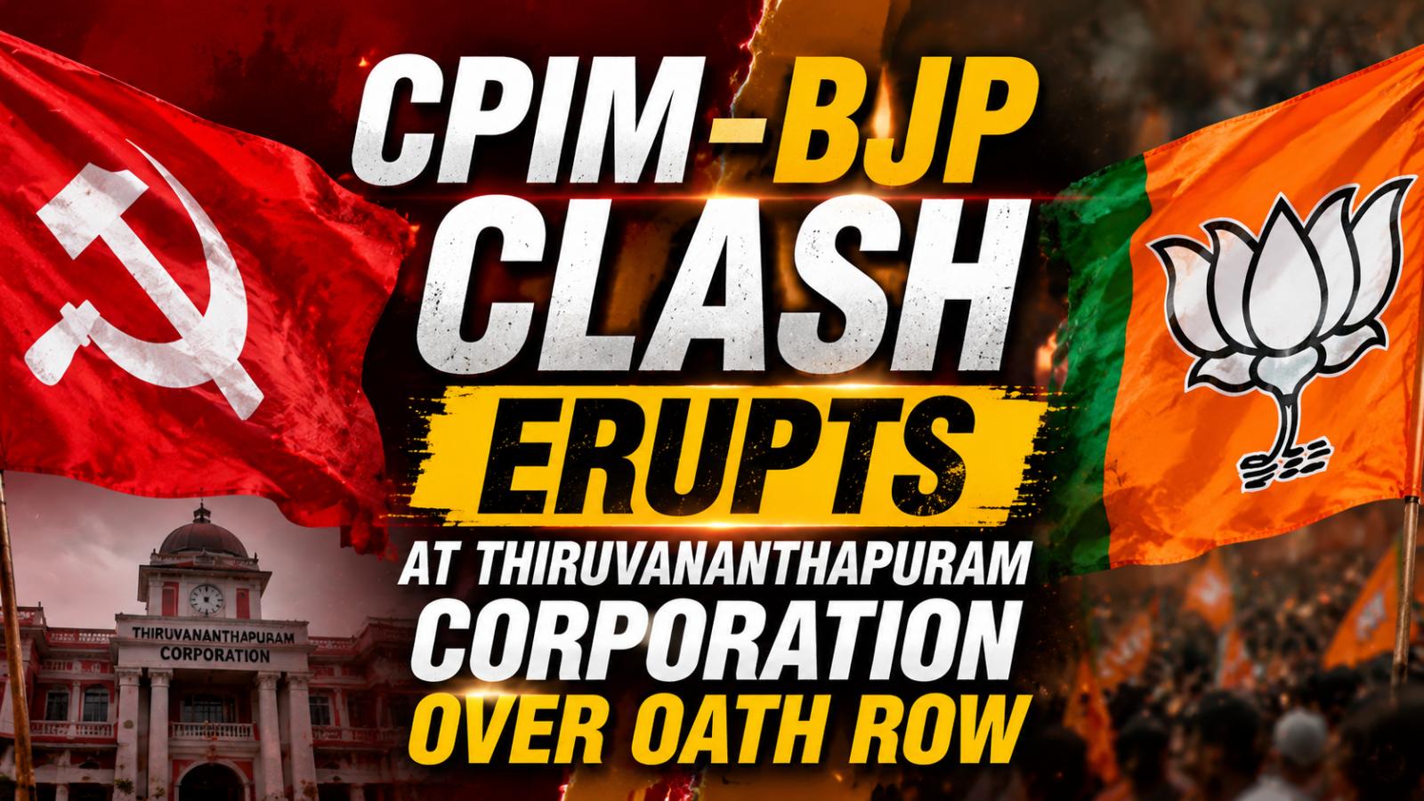 Cpim-BJP Clash Erupts at Thiruvananthapuram Corporation Over Oath Row
