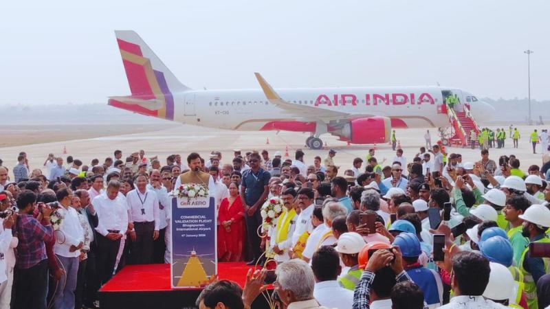 First Flight Lands at Bhogapuram Airport, A Historic Moment for North Andhra