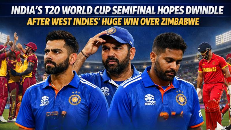 India's T20 World Cup Semifinal Hopes Dwindle After West Indies Huge Win Over Zimbabwe