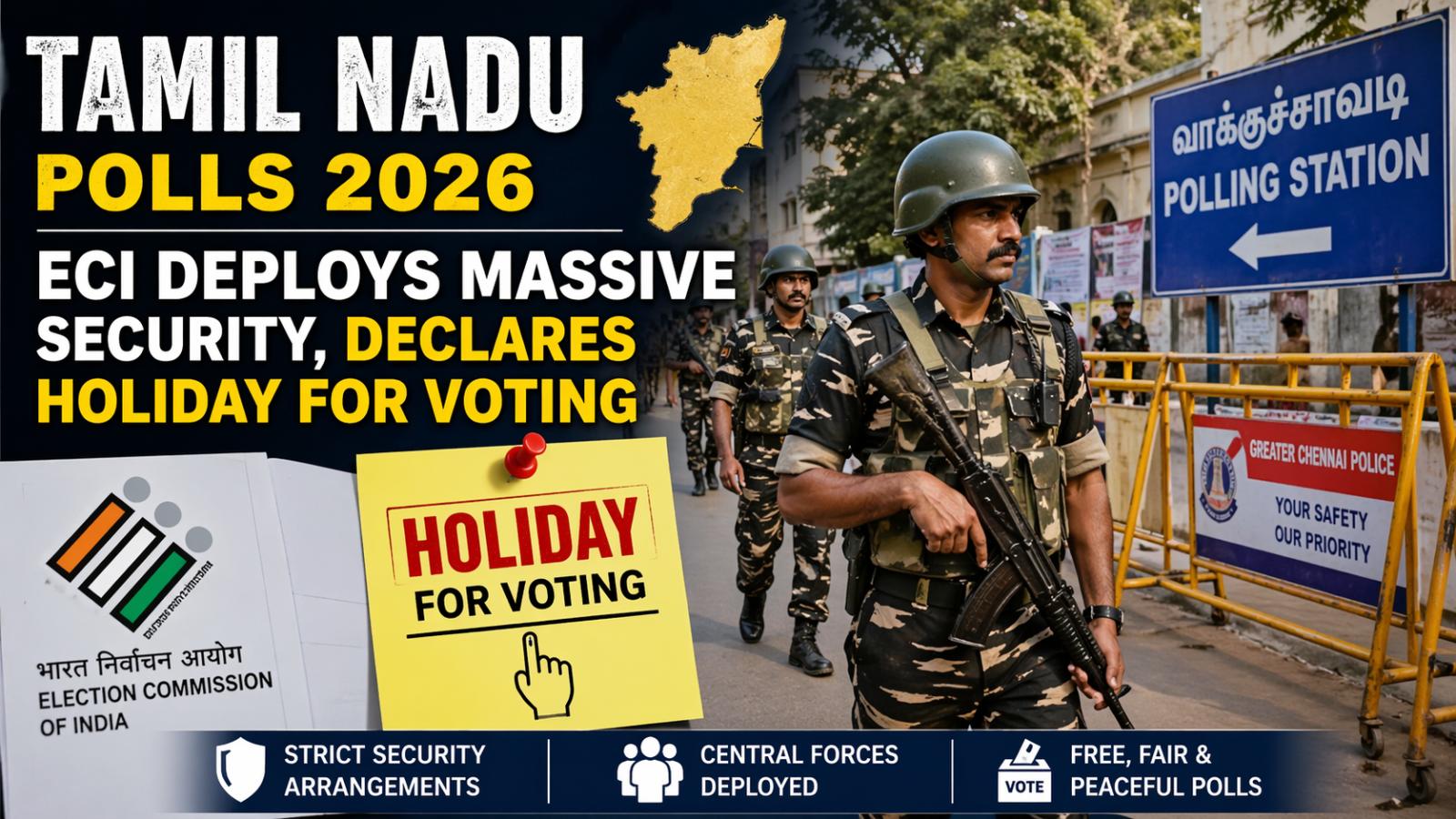 Tamil Nadu Polls 2026 ECI Deploys Massive Security, Declares Holiday For Voting