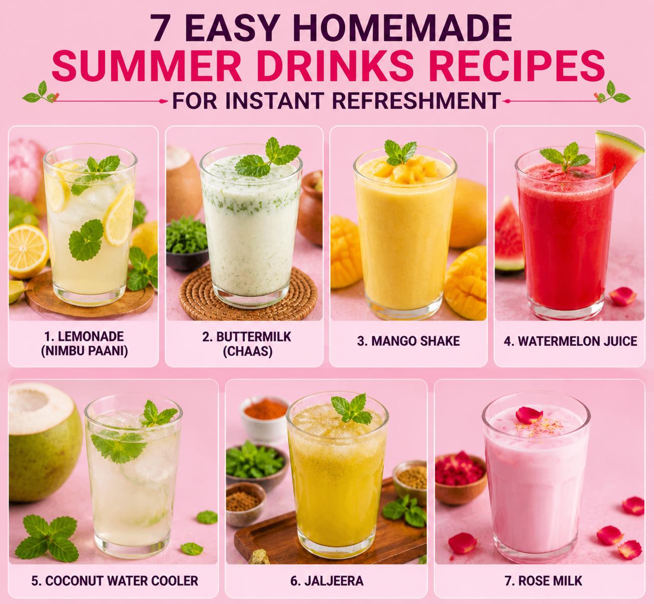 7 Easy Homemade Summer Drinks Recipes for Instant Refreshment and Cooling