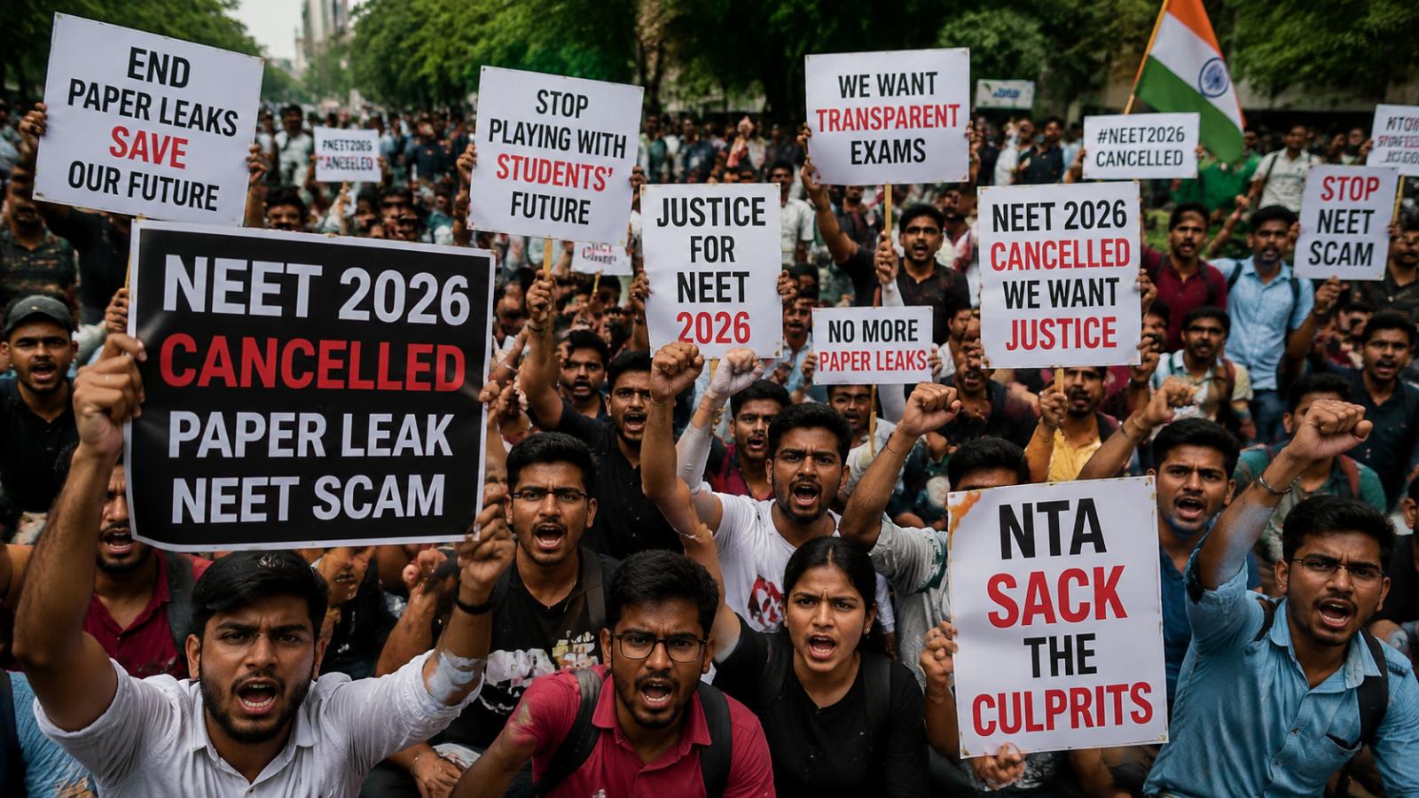 NEET UG 2026 Cancelled After Paper Leak, Protests Erupt in Delhi