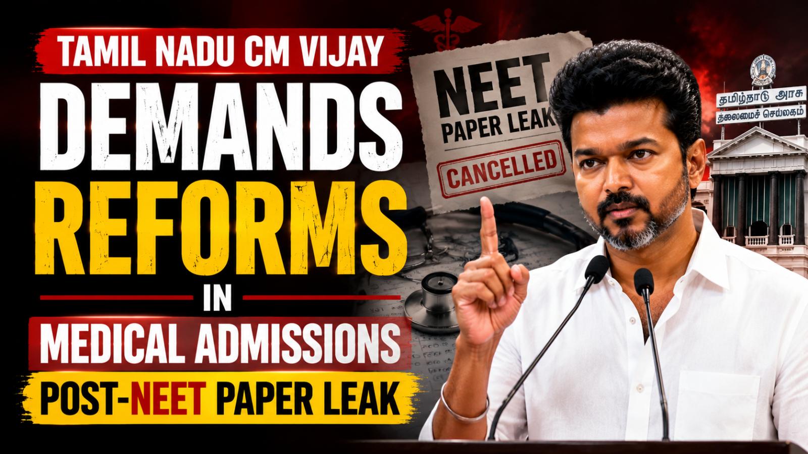 Tamil Nadu CM Vijay Demands Reforms in Medical Admissions Post-NEET Paper Leak