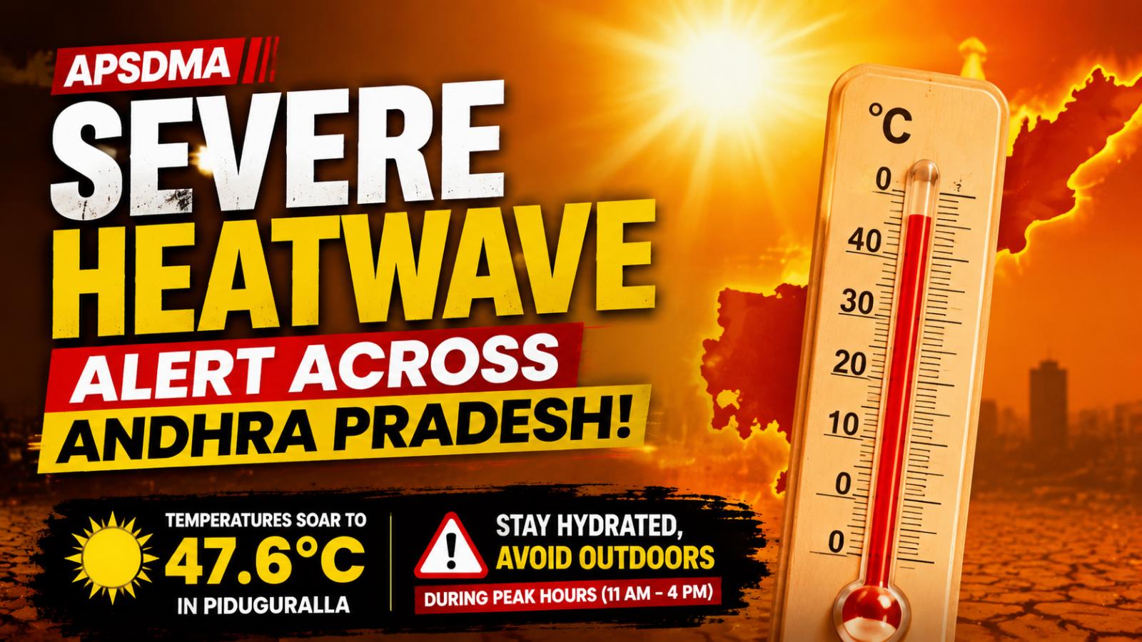 APSDMA Warns Severe Heatwave Across Andhra, Temperatures Hit 47.6°C