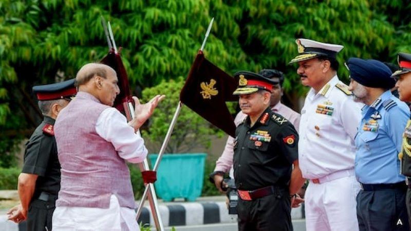 Rajnath Singh Meets Military Chiefs as India Hits Back at Pak Strikes